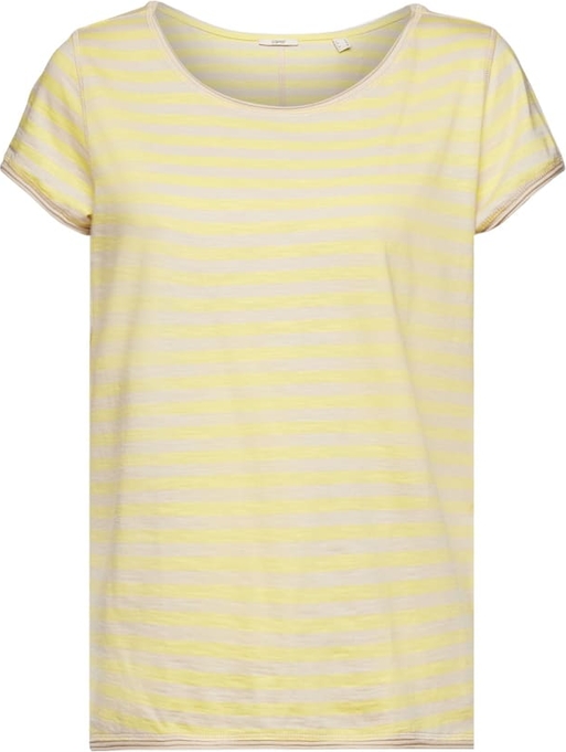 Żółty t-shirt Esprit z bawełny w stylu casual