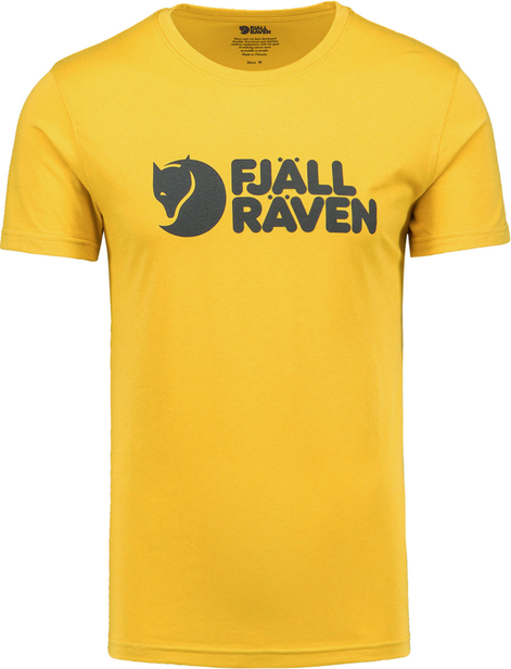 Żółty t-shirt Fjällräven z bawełny