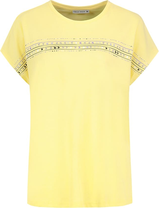 Żółty t-shirt Fresh Made w młodzieżowym stylu z krótkim rękawem