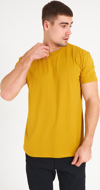 Żółty t-shirt Gate w stylu casual z bawełny