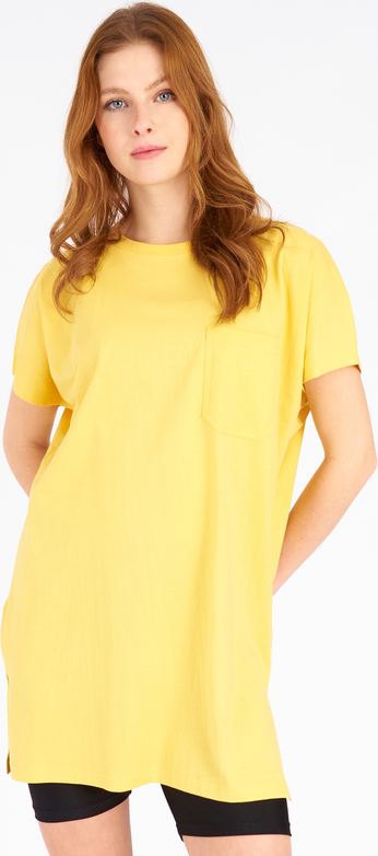 Żółty t-shirt Gate z krótkim rękawem z okrągłym dekoltem