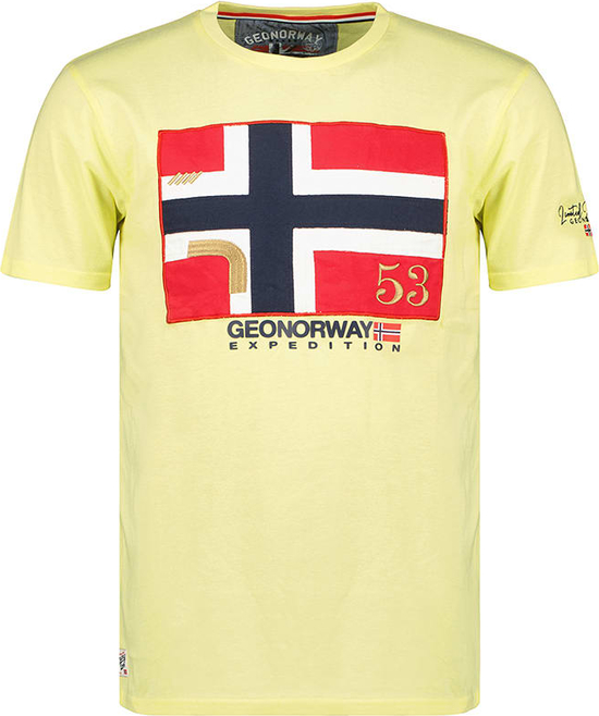 Żółty t-shirt Geographical Norway w młodzieżowym stylu z bawełny