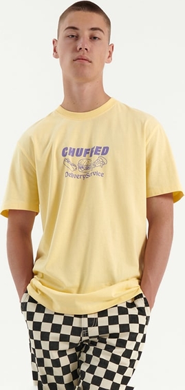 Żółty t-shirt House z nadrukiem w młodzieżowym stylu z krótkim rękawem