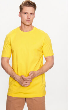 Żółty t-shirt Hugo Boss w stylu casual z krótkim rękawem