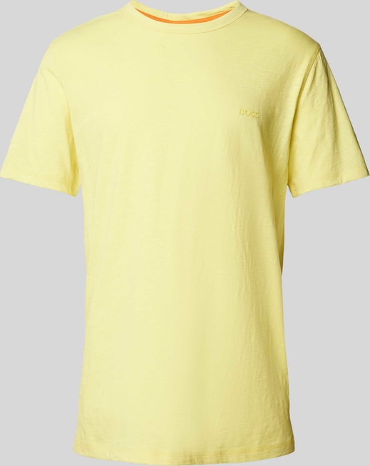 Żółty t-shirt Hugo Boss z bawełny z krótkim rękawem w stylu casual