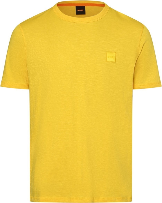 Żółty t-shirt Hugo Boss z krótkim rękawem w stylu casual z bawełny