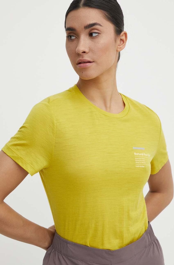 Żółty t-shirt Icebreaker w sportowym stylu z krótkim rękawem