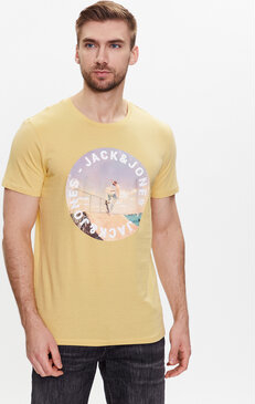 Żółty t-shirt Jack & Jones z krótkim rękawem