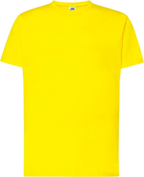 Żółty t-shirt JK Collection z krótkim rękawem z bawełny