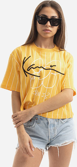Żółty t-shirt Karl Kani z krótkim rękawem