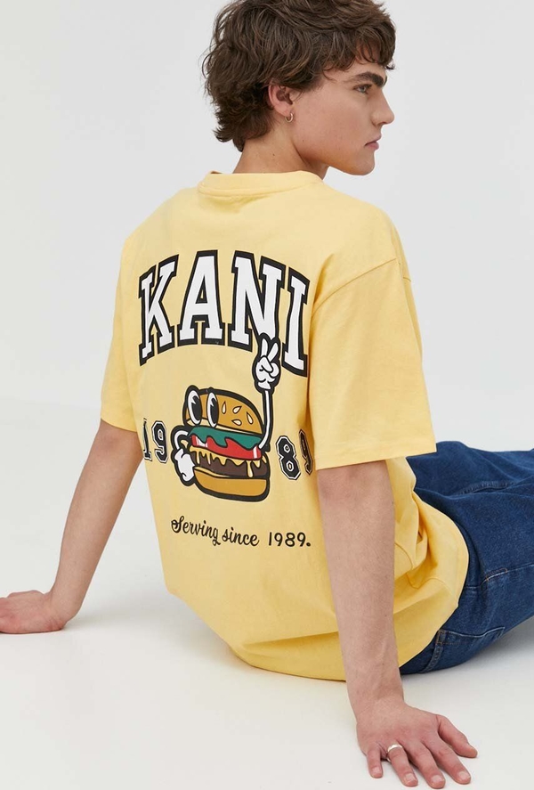 Żółty t-shirt Karl Kani z krótkim rękawem
