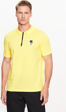 Żółty t-shirt Karl Lagerfeld w stylu casual z krótkim rękawem