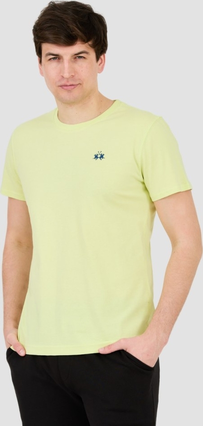 Żółty t-shirt La Martina z krótkim rękawem w stylu casual