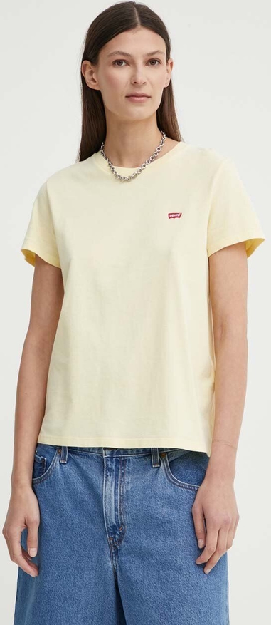 Żółty t-shirt Levis w stylu casual z krótkim rękawem