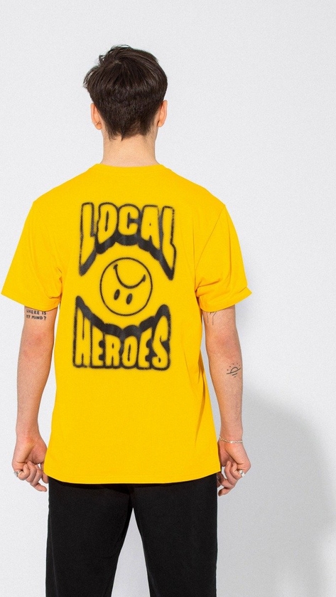 Żółty t-shirt LOCAL HEROES w młodzieżowym stylu z bawełny