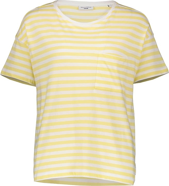 Żółty t-shirt Marc O'Polo DENIM z okrągłym dekoltem w stylu casual