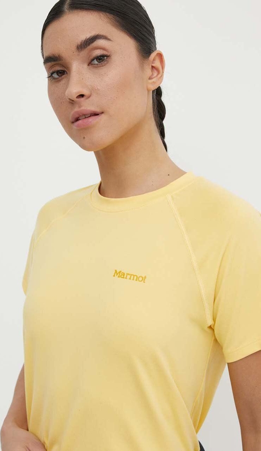 Żółty t-shirt Marmot w sportowym stylu