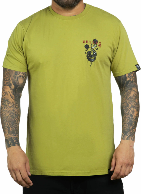 Żółty t-shirt Metal-shop w młodzieżowym stylu z krótkim rękawem z nadrukiem