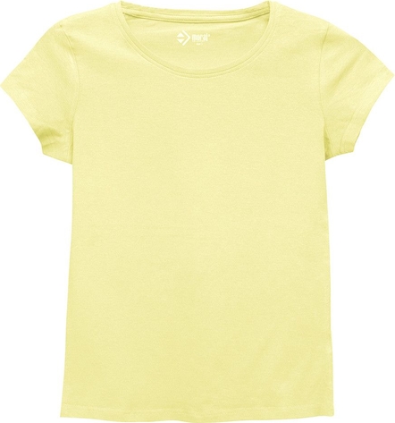 Żółty t-shirt Moraj z okrągłym dekoltem w stylu casual