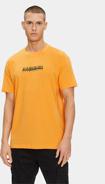 Żółty t-shirt Napapijri z krótkim rękawem