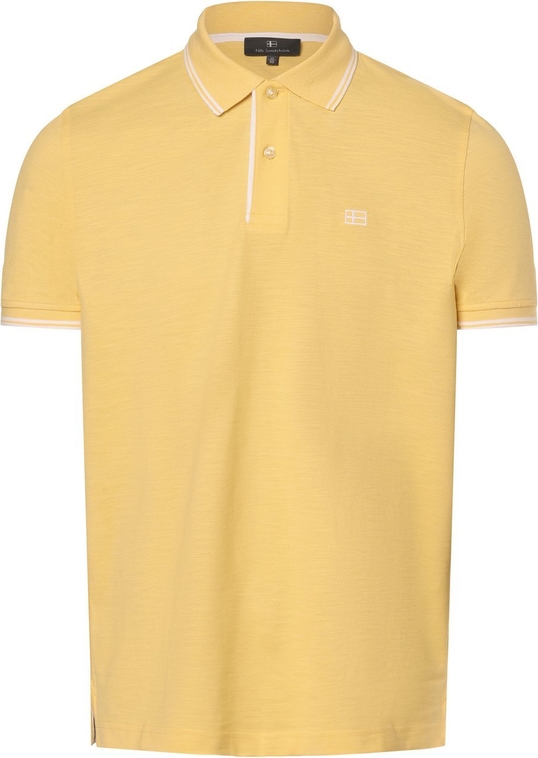 Żółty t-shirt Nils Sundström z bawełny w stylu casual z krótkim rękawem