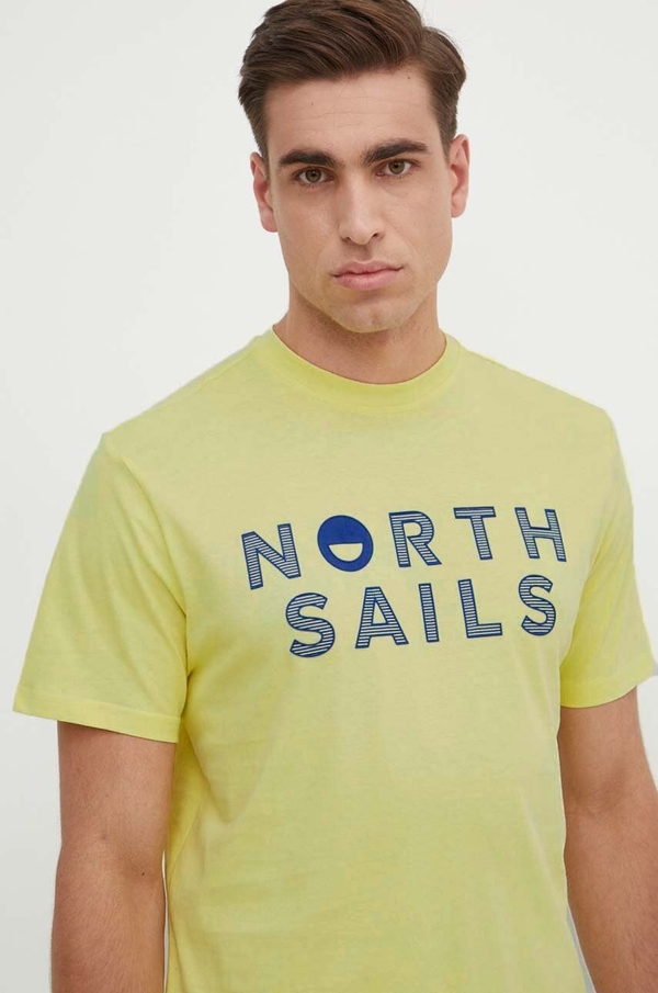 Żółty t-shirt North Sails w młodzieżowym stylu z bawełny