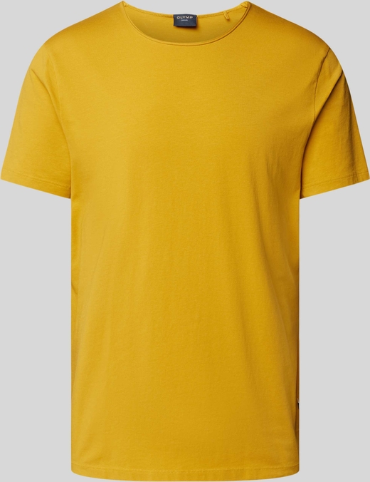Żółty t-shirt Olymp Level Five z krótkim rękawem w stylu casual