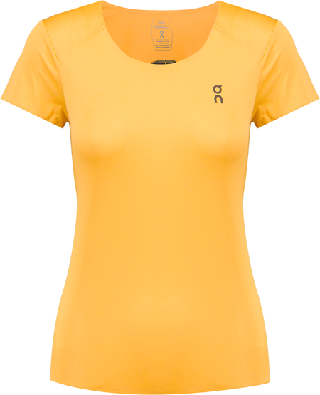 Żółty t-shirt On Running z krótkim rękawem z tkaniny w stylu casual