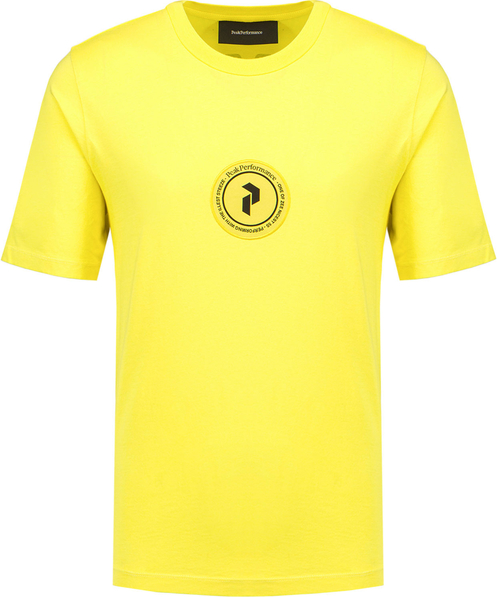 Żółty t-shirt Peak performance z bawełny