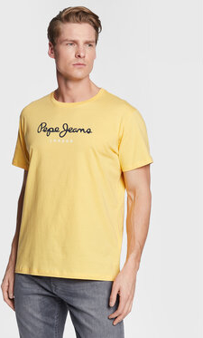 Żółty t-shirt Pepe Jeans z krótkim rękawem