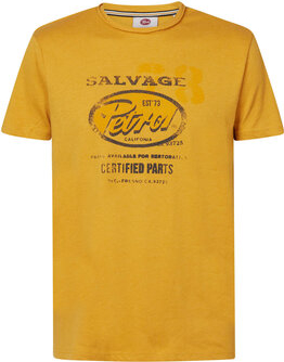 Żółty t-shirt Petrol Industries w młodzieżowym stylu