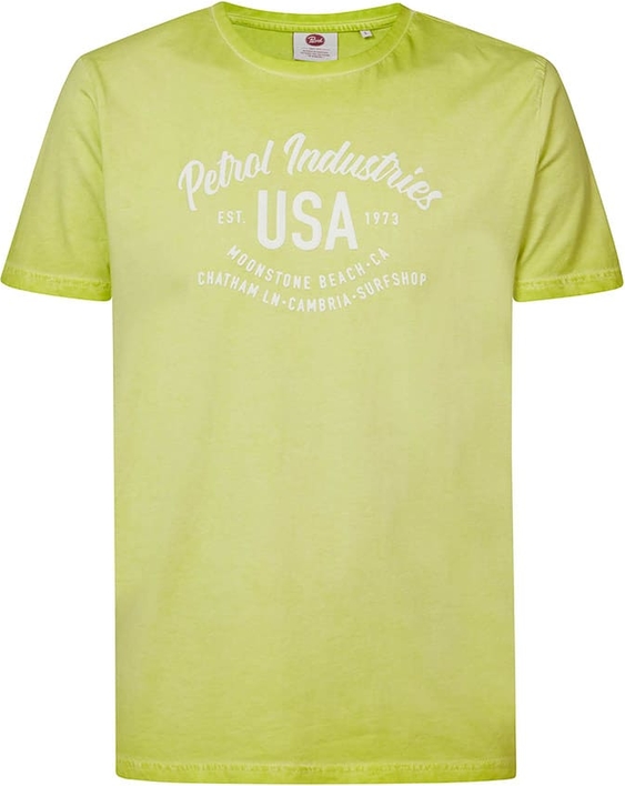 Żółty t-shirt Petrol Industries z bawełny w młodzieżowym stylu z krótkim rękawem