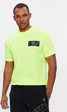 Żółty t-shirt Plein Sport z krótkim rękawem w młodzieżowym stylu