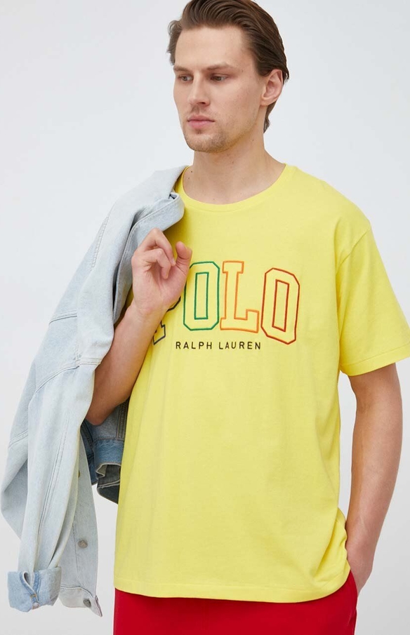 Żółty t-shirt POLO RALPH LAUREN w młodzieżowym stylu