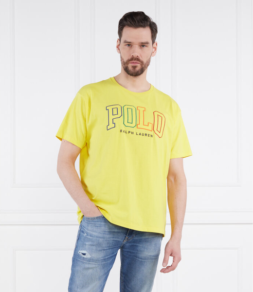 Żółty t-shirt POLO RALPH LAUREN z bawełny z krótkim rękawem