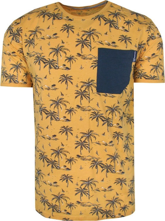 Żółty t-shirt Porthal z krótkim rękawem w młodzieżowym stylu z bawełny