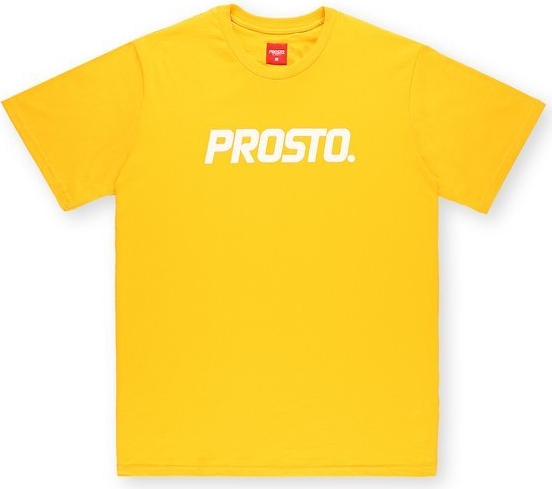Żółty t-shirt Prosto. w młodzieżowym stylu z krótkim rękawem
