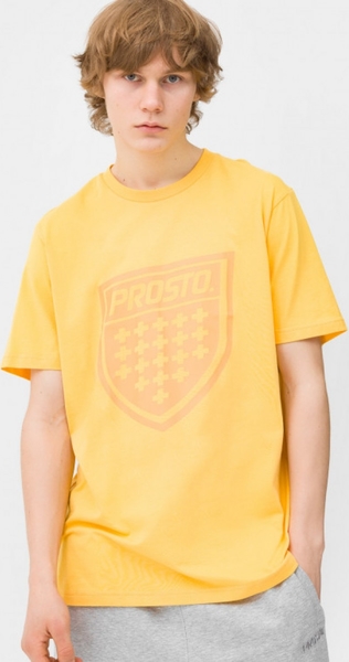 Żółty t-shirt Prosto. z nadrukiem z krótkim rękawem