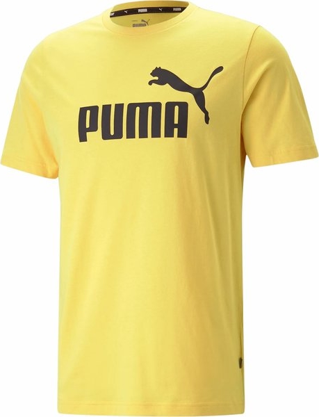 Żółty t-shirt Puma w sportowym stylu z bawełny