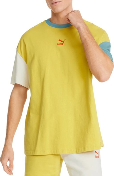 Żółty t-shirt Puma w stylu klasycznym z krótkim rękawem
