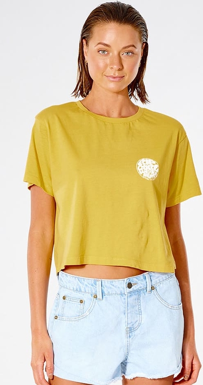 Żółty t-shirt Rip Curl z krótkim rękawem