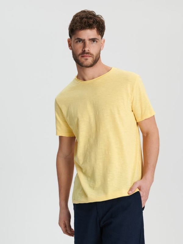 Żółty t-shirt Sinsay w stylu casual z bawełny