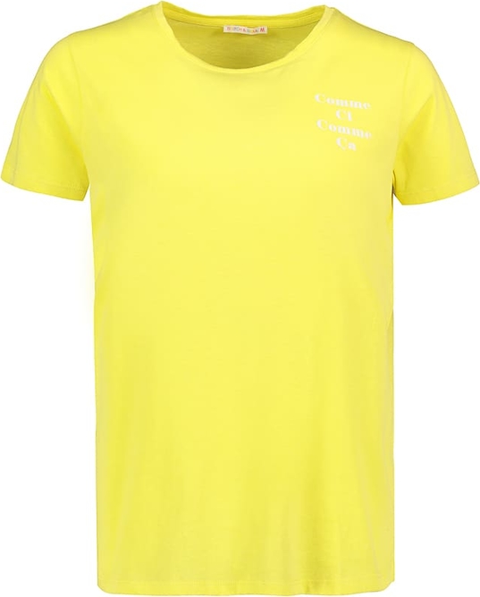 Żółty t-shirt Stitch&Soul z bawełny w stylu casual z krótkim rękawem