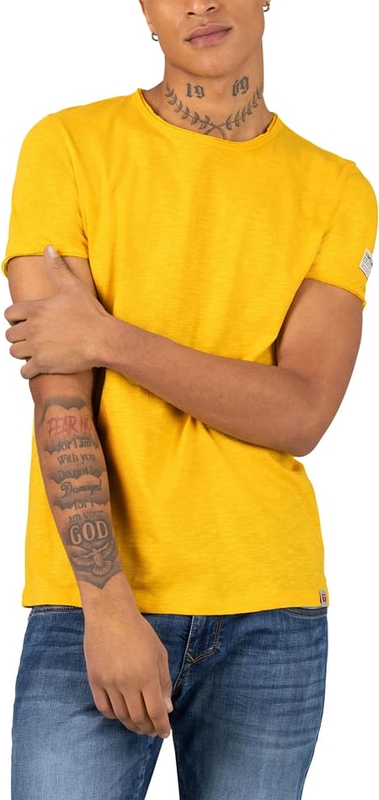 Żółty t-shirt Timezone w stylu casual z bawełny
