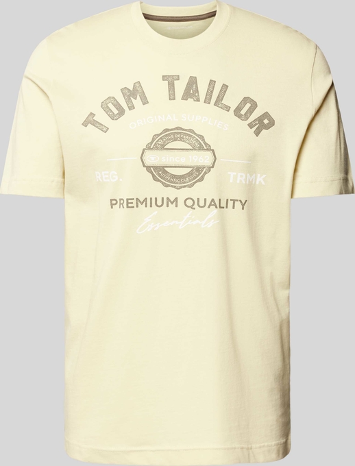 Żółty t-shirt Tom Tailor z bawełny z nadrukiem