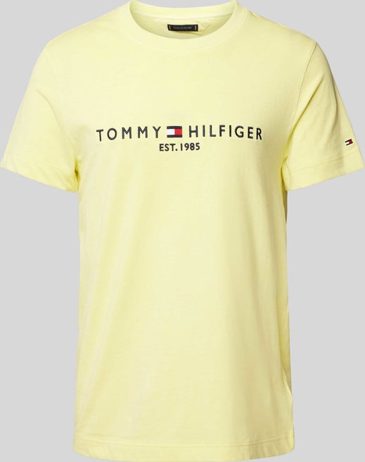 Żółty t-shirt Tommy Hilfiger z krótkim rękawem