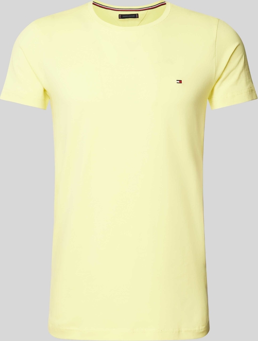 Żółty t-shirt Tommy Hilfiger z krótkim rękawem w stylu casual z bawełny