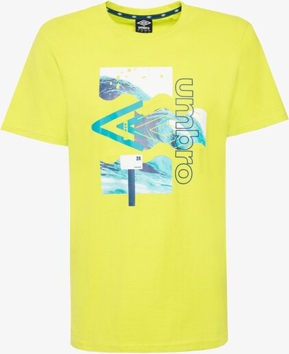Żółty t-shirt Umbro z krótkim rękawem w młodzieżowym stylu