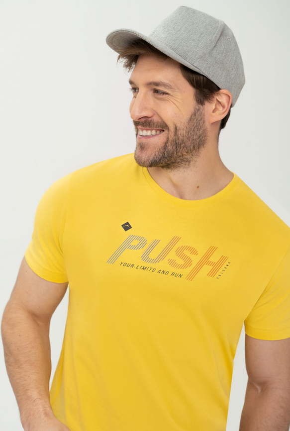 Żółty t-shirt Volcano z krótkim rękawem