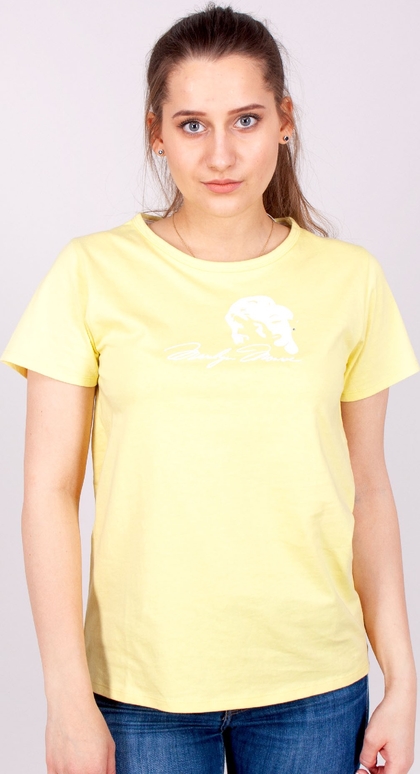 Żółty t-shirt Yoclub z okrągłym dekoltem